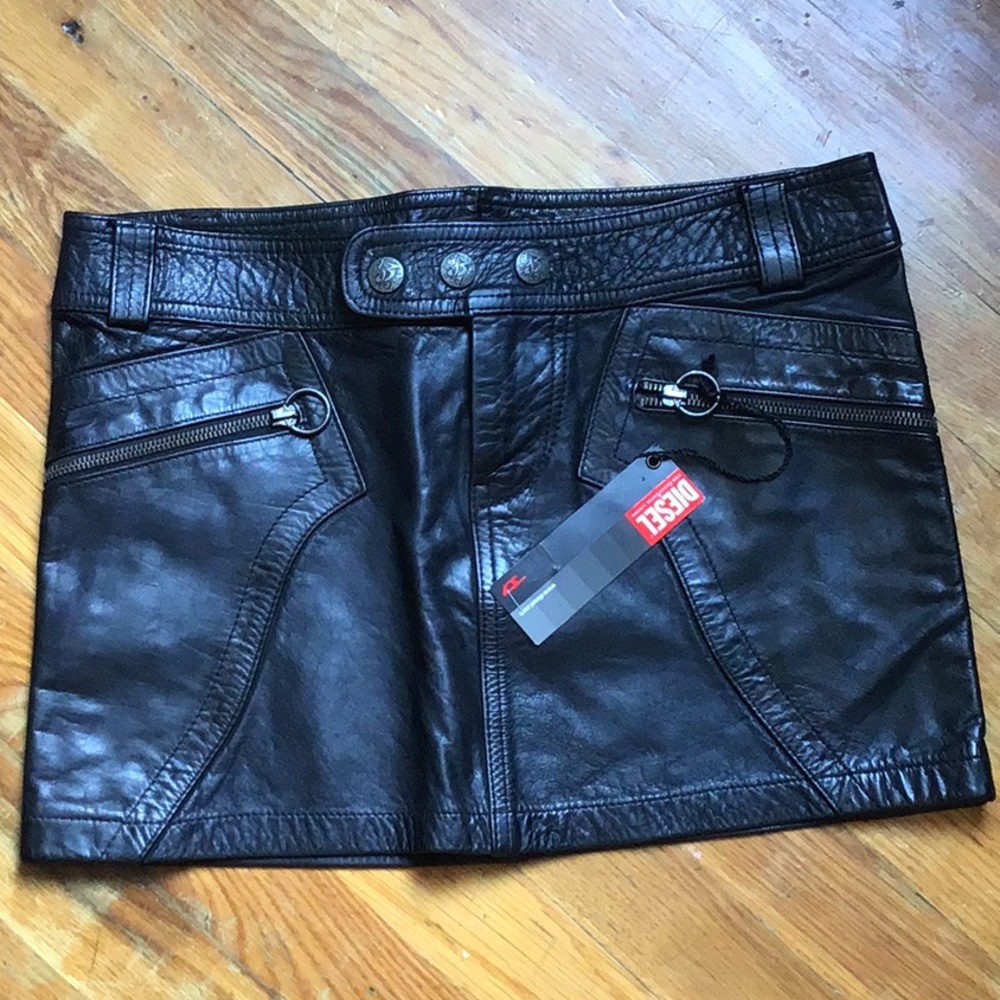 🖤Rare genuine leather mini skirt